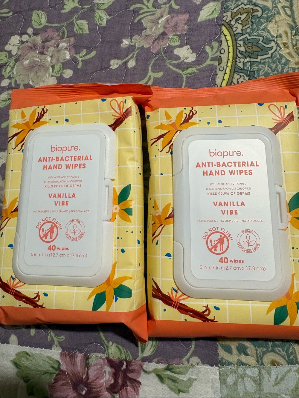 Vanilla Vibe Anti-Bacterial Hand Wipes — Orange & Yellow